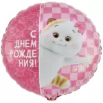 Шар фольгированный круг "ДР Басик Кошечка Ли-Ли"