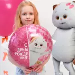 Шар фольгированный круг "ДР Басик Кошечка Ли-Ли" — изображение 2