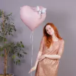 Шар фольгированный "Сердце розовое Бант белый" — изображение 2