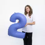 Фольгированная цифра, 2, Голубой Лотос, Матовый (40''/102 см) — изображение 2