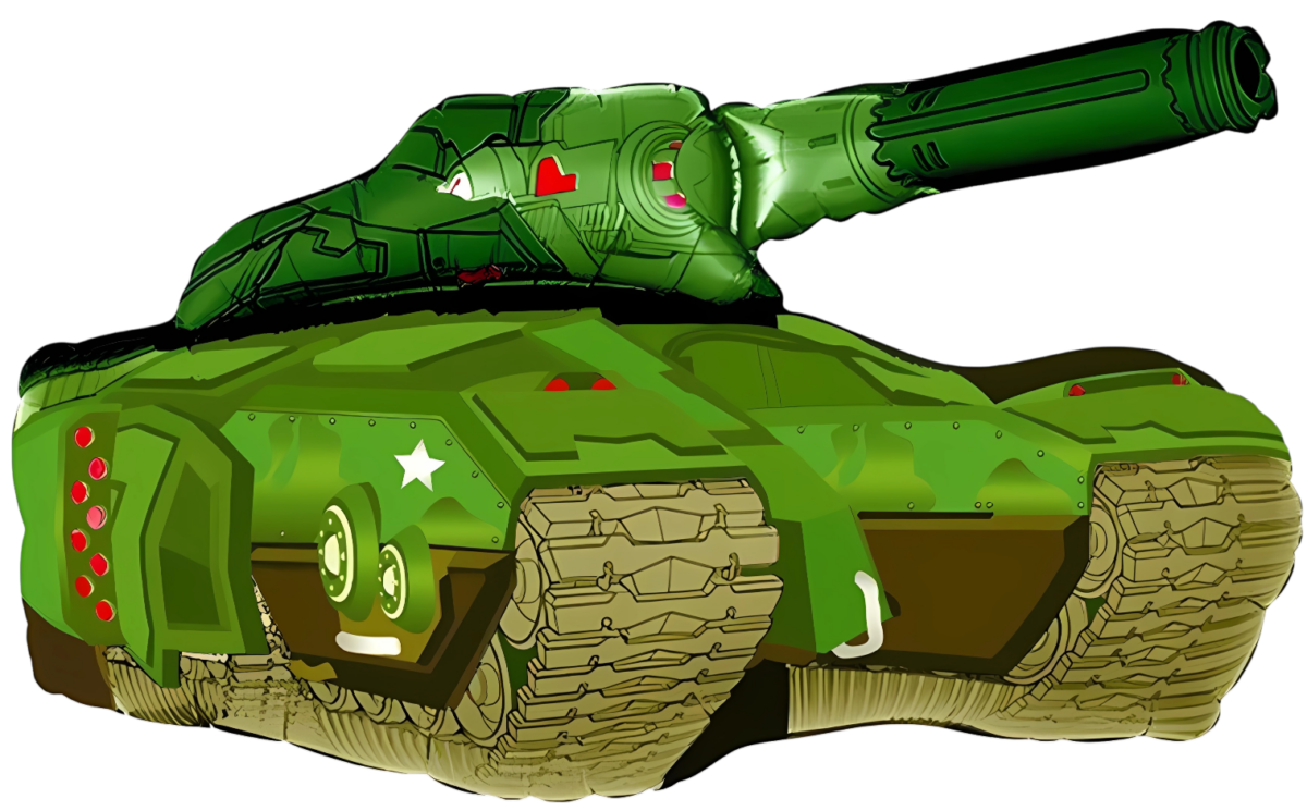 Шар фольгированный (29''/74 см) Фигура, Танк, Зеленый — изображение 1